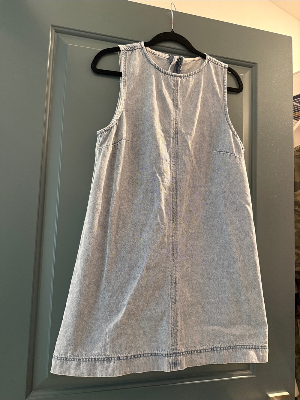Sleeveless Light Blue Denim Shift Dress SHEIN